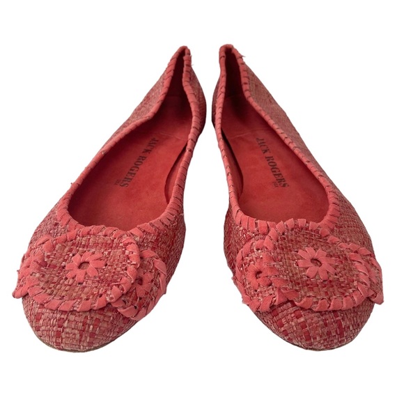 JACK ROGERS Orange Red Straw Slip On Flats Size 8M - Picture 3 of 12